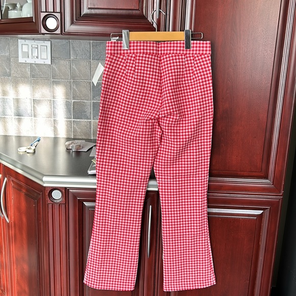 ZARA red/white mini gingham print trousers size small - Picture 11 of 12